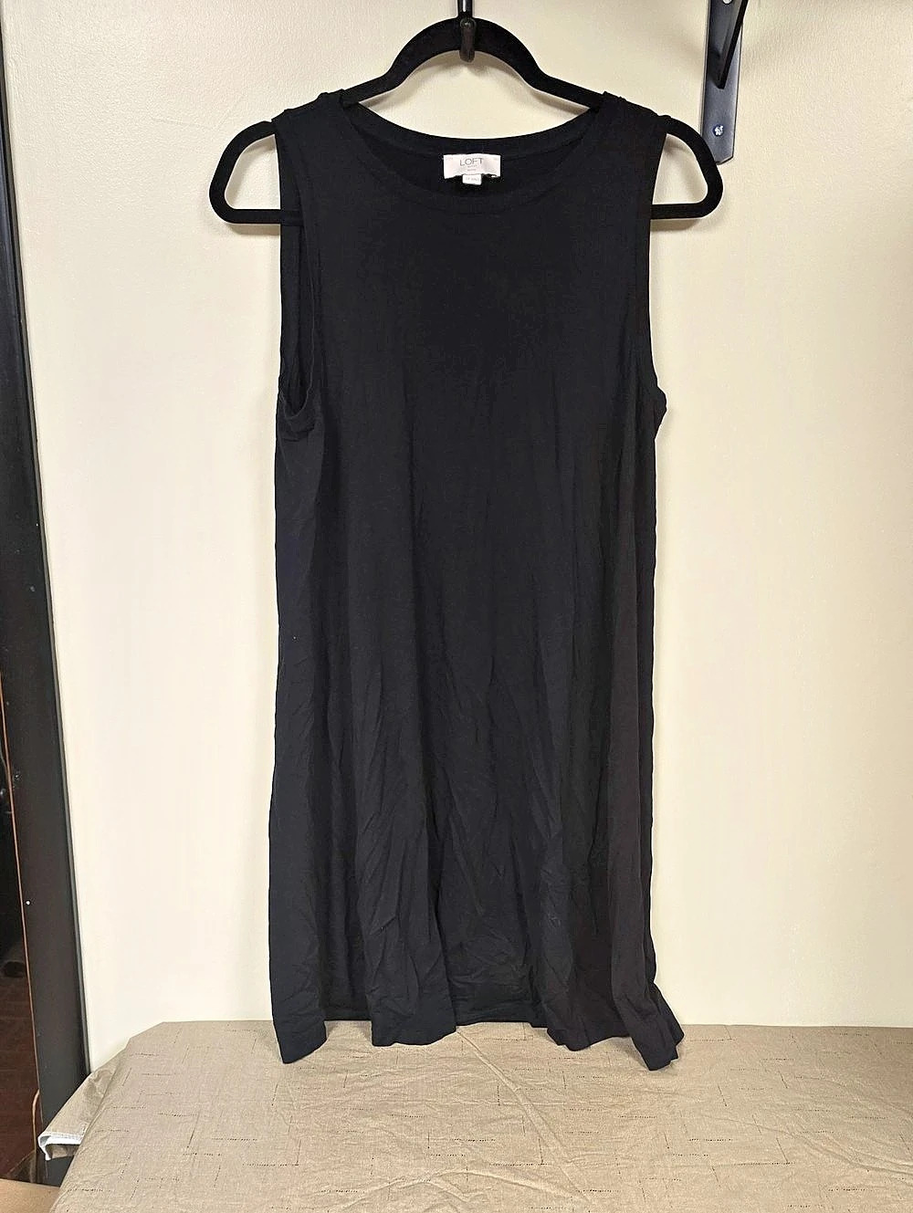 LOFT Tank Knee High Dress in Black Size Large Petite Like New